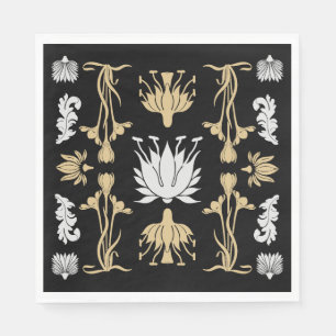 Gold Retro Art Nouveau Print Napkin