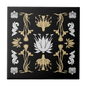 Gold Retro Art Nouveau Print Tile