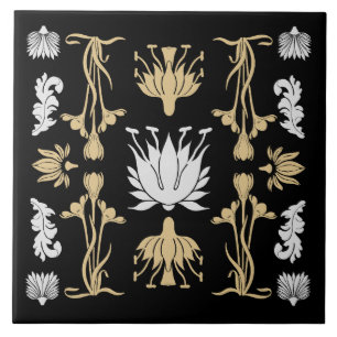 Gold Retro Art Nouveau Print Tile