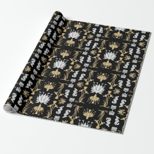 Gold Retro Art Nouveau Print Wrapping Paper