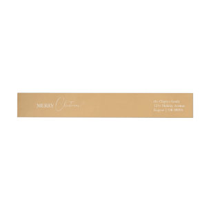 Gold Retro Boho Minimalist Christmas Address Wrap Around Label