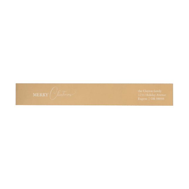 Gold Retro Boho Minimalist Christmas Address Wrap Around Label (Individual)