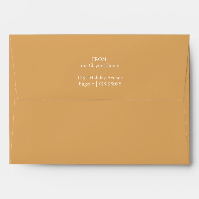 Gold Retro Boho Minimalist Christmas Mailing Envelope (Back (Top Flap))