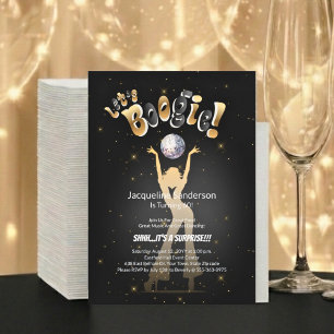 Gold Retro Boogie 60th Birthday Party Invitation