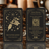 Gold Retro Celestial Tarot Tattoo artist QR