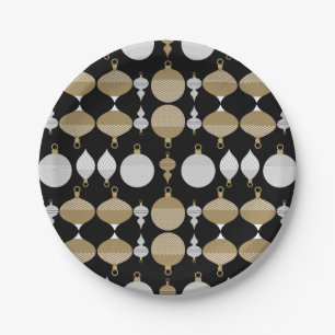 Gold Retro Christmas Decorative Ball Paper Plate