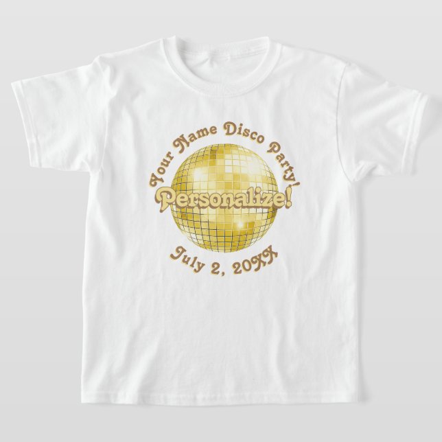 Gold Retro Disco Ball PERSONALIZED T-Shirt (Laydown)