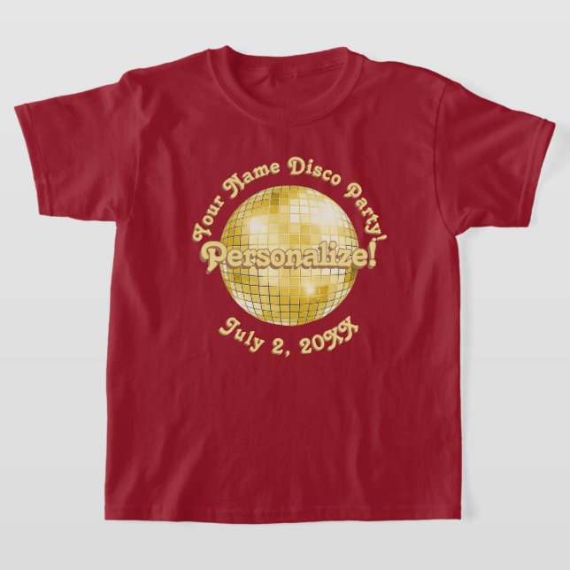 Gold Retro Disco Ball PERSONALIZED T-Shirt (Laydown)