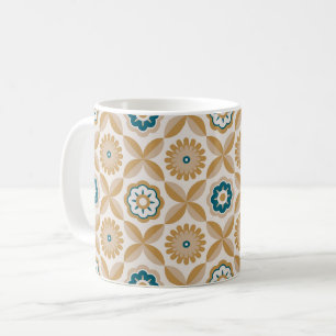 Gold retro flowers coffee mug