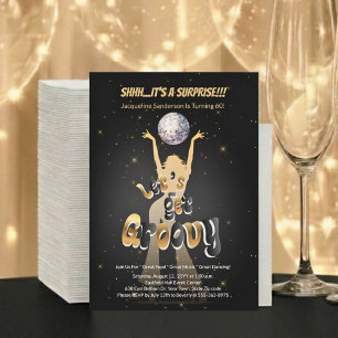 Gold Retro Let's Get Groovy 60th Birthday Party Invitation