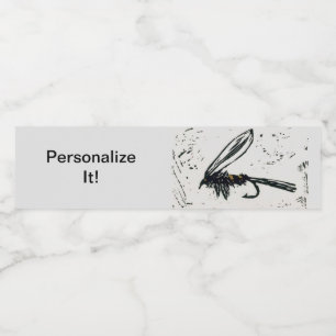 "Gold Ribbed Hare's Ear "fly tying fly fishing art Water Bottle Label