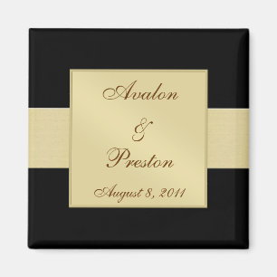 Gold Ribbon Black Save The Date Magnet