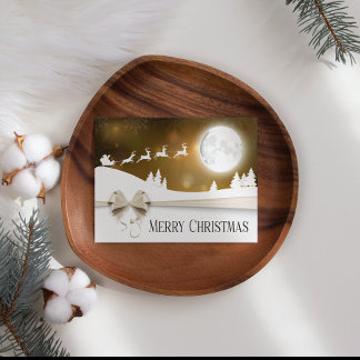 Gold Ribbon Business Christmas Card