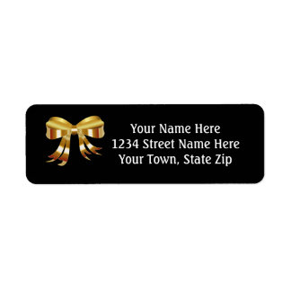 Gold Ribbon Christmas Labels