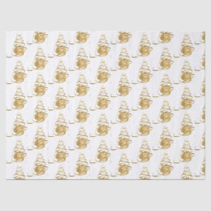 Gold Ribbon Christmas Tree Present Tissue Paper