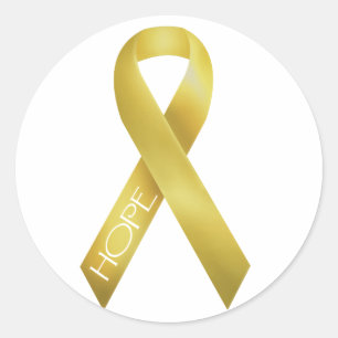Gold Ribbon Classic Round Sticker