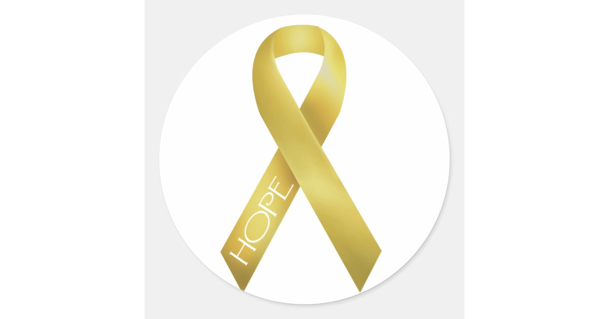 Gold Ribbon Classic Round Sticker | Zazzle
