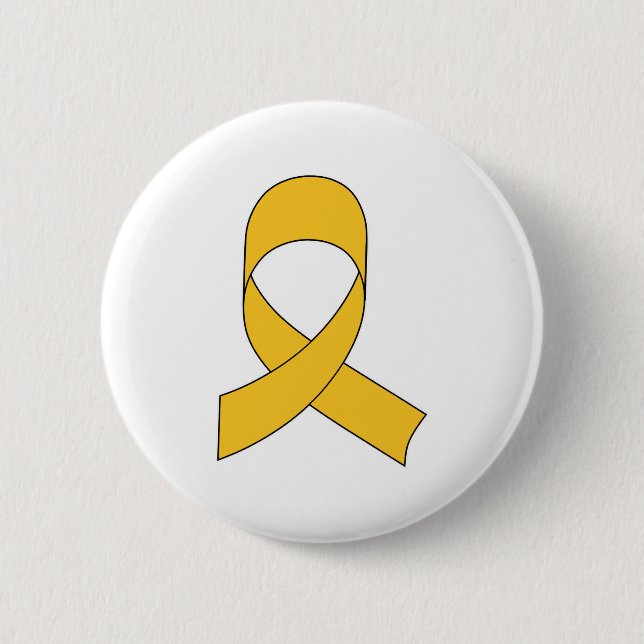 Gold Ribbon Drawing 6 Cm Round Badge (Front)