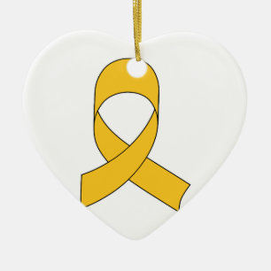 Gold Ribbon Drawing Ceramic Tree Decoration