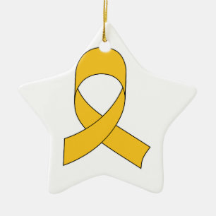 Gold Ribbon Drawing Ceramic Tree Decoration