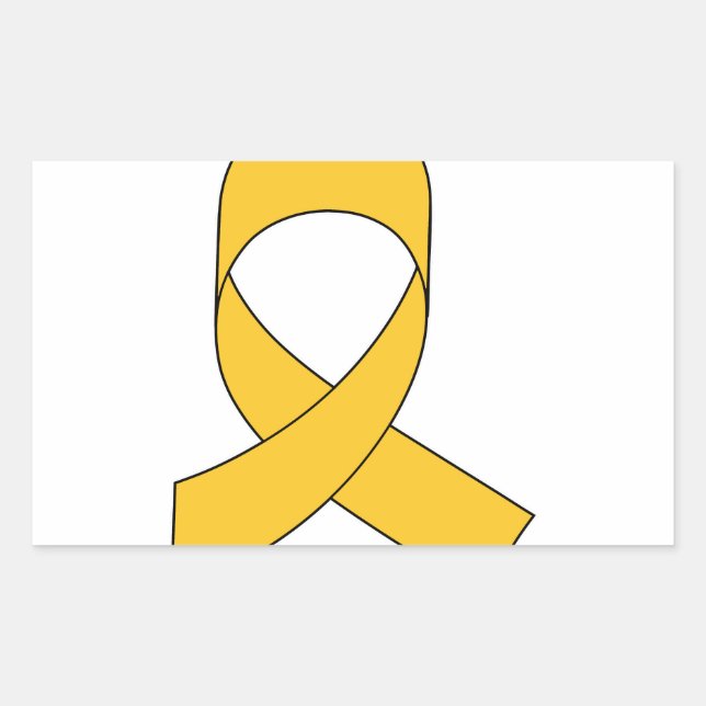 Gold Ribbon Drawing Rectangular Sticker (Front)