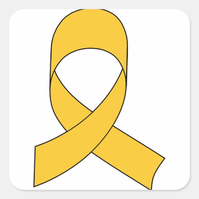 Gold Ribbon Drawing Square Sticker (Front)