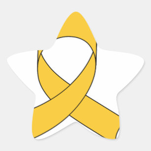 Gold Ribbon Drawing Star Sticker