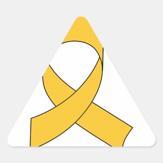 Gold Ribbon Drawing Triangle Sticker (Front)