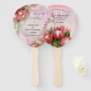 Gold ribbon & Fuchsia Protea bouquets Hand Fan