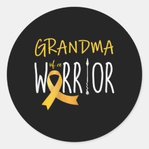 Gold Ribbon Grandma Of A Warrior Childhood Cancer Classic Round Sticker