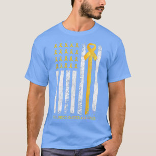 Gold Ribbon In A Flag Childhood Cancer Awareness T T-Shirt