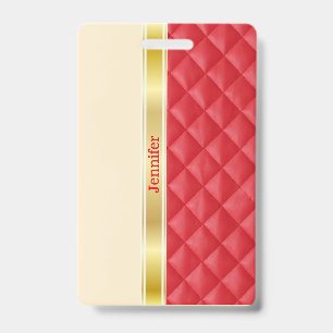 Gold Ribbon Luggage Tag / Badge ID Badge