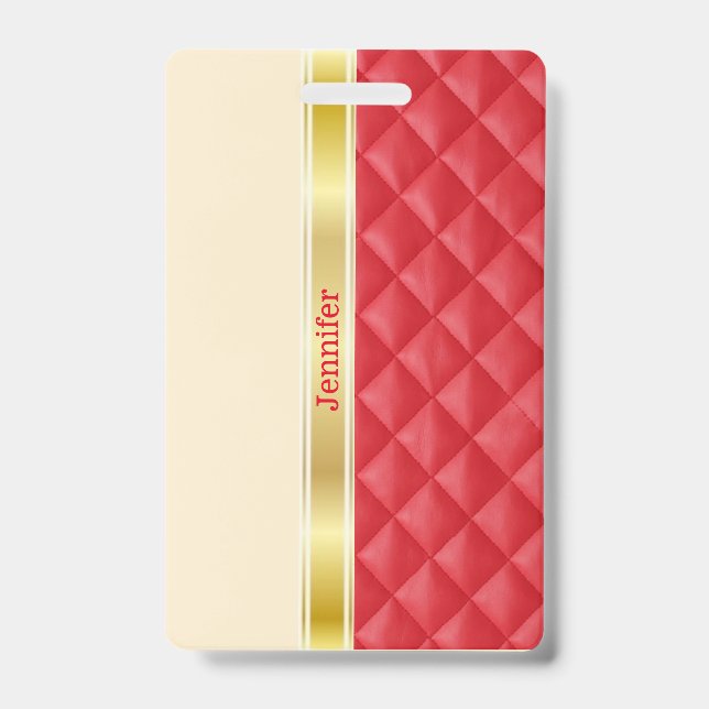 Gold Ribbon Luggage Tag / Badge ID Badge (Front)