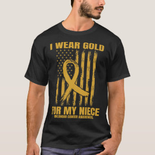 Gold Ribbon Niece Childhood Cancer Awareness Ameri T-Shirt