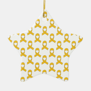 Gold Ribbon Pattern Ceramic Tree Decoration