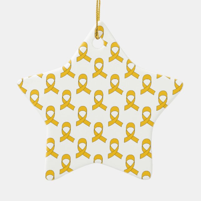 Gold Ribbon Pattern Ceramic Tree Decoration (Front)