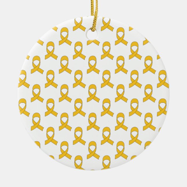 Gold Ribbon Pattern Ceramic Tree Decoration (Front)