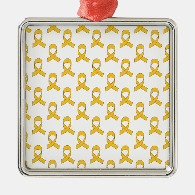 Gold Ribbon Pattern Metal Tree Decoration (Front)