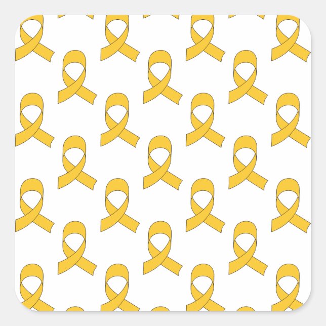 Gold Ribbon Pattern Square Sticker (Front)