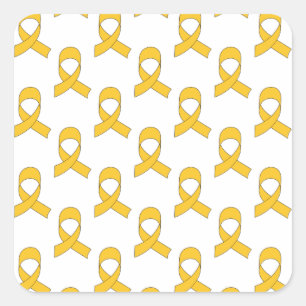 Gold Ribbon Pattern Square Sticker