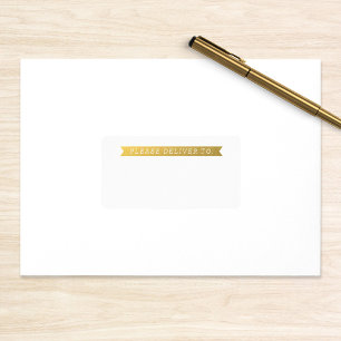 Gold Ribbon Please Deliver To Blank Address Labels