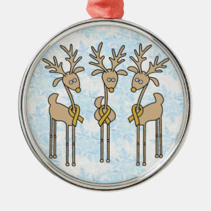 Gold Ribbon Reindeer (Childhood Cancer) Metal Tree Decoration