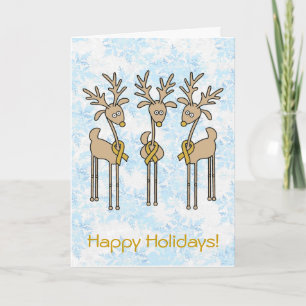 Gold Ribbon Reindeer Holiday Card