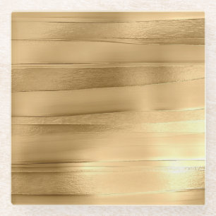 gold ribbon texture metallic stylish glass coaster