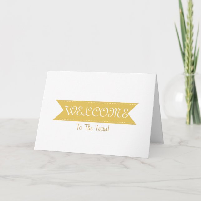 Gold Ribbon with White Border Black Cute Welcome Thank You Card (Front)
