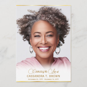 Gold Rim Photo Funeral Programme