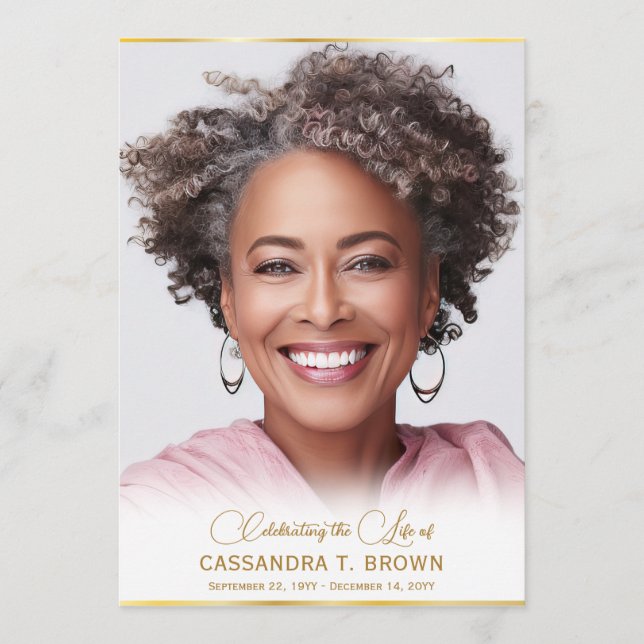 Gold Rim Photo Funeral Programme (Front)