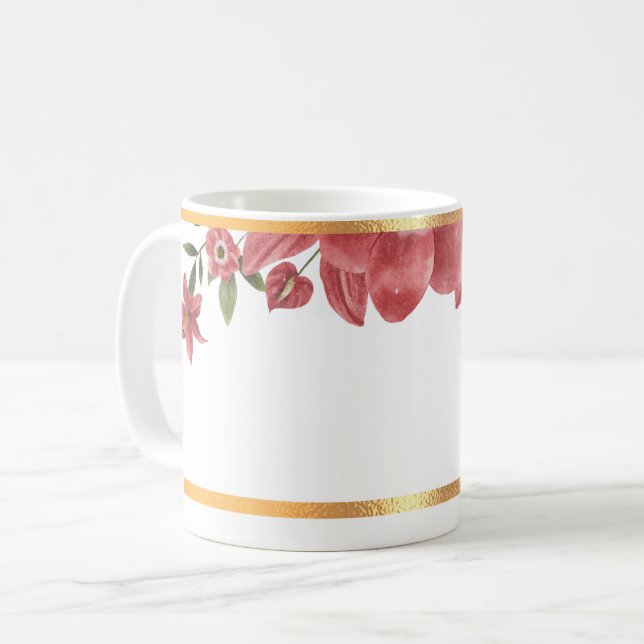 Gold Rimmed Floral Coffee Mug (Front Left)