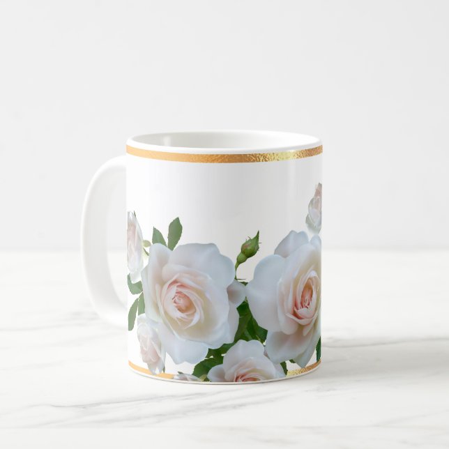 Gold Rimmed Floral Coffee Mug (Front Left)