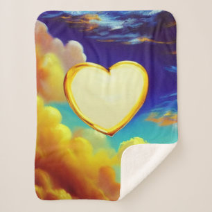 Gold Rimmed Heart Sherpa Blanket